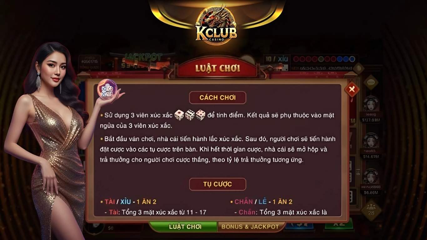 Luật chơi tài xỉu Kclub siêu đơn giản