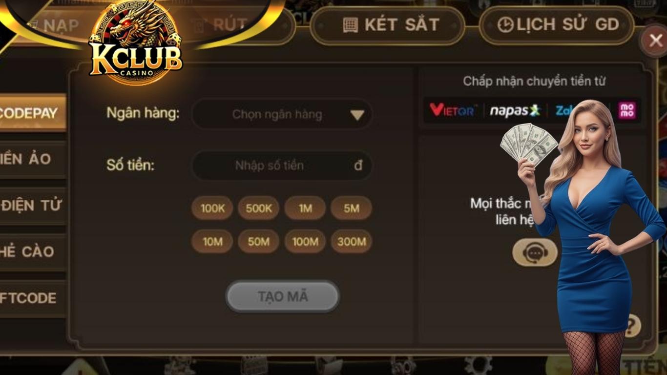 Hướng dẫn quy trình nạp tiền tại Kclub